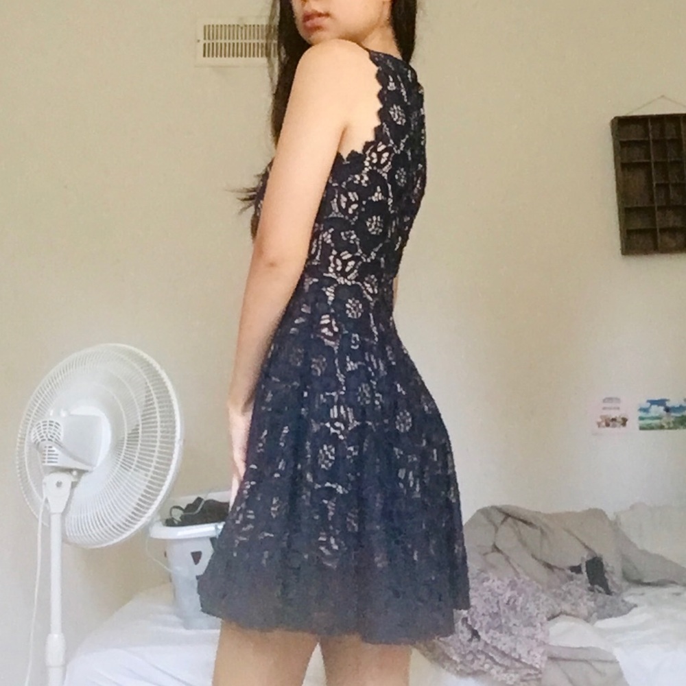 Navy lace formal dress